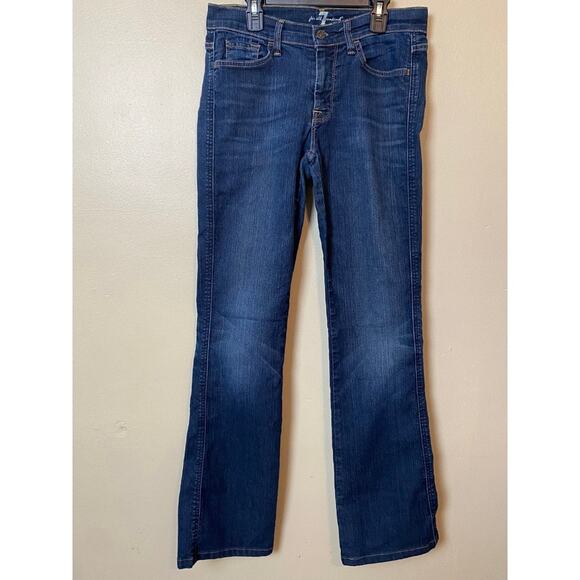 7 For All Mankind Womens Size 29 Bootcut Jeans Medium Wash Blue Stretch Denim - Picture 1 of 5